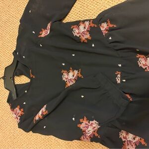 Floral Black Long Sleeve Top